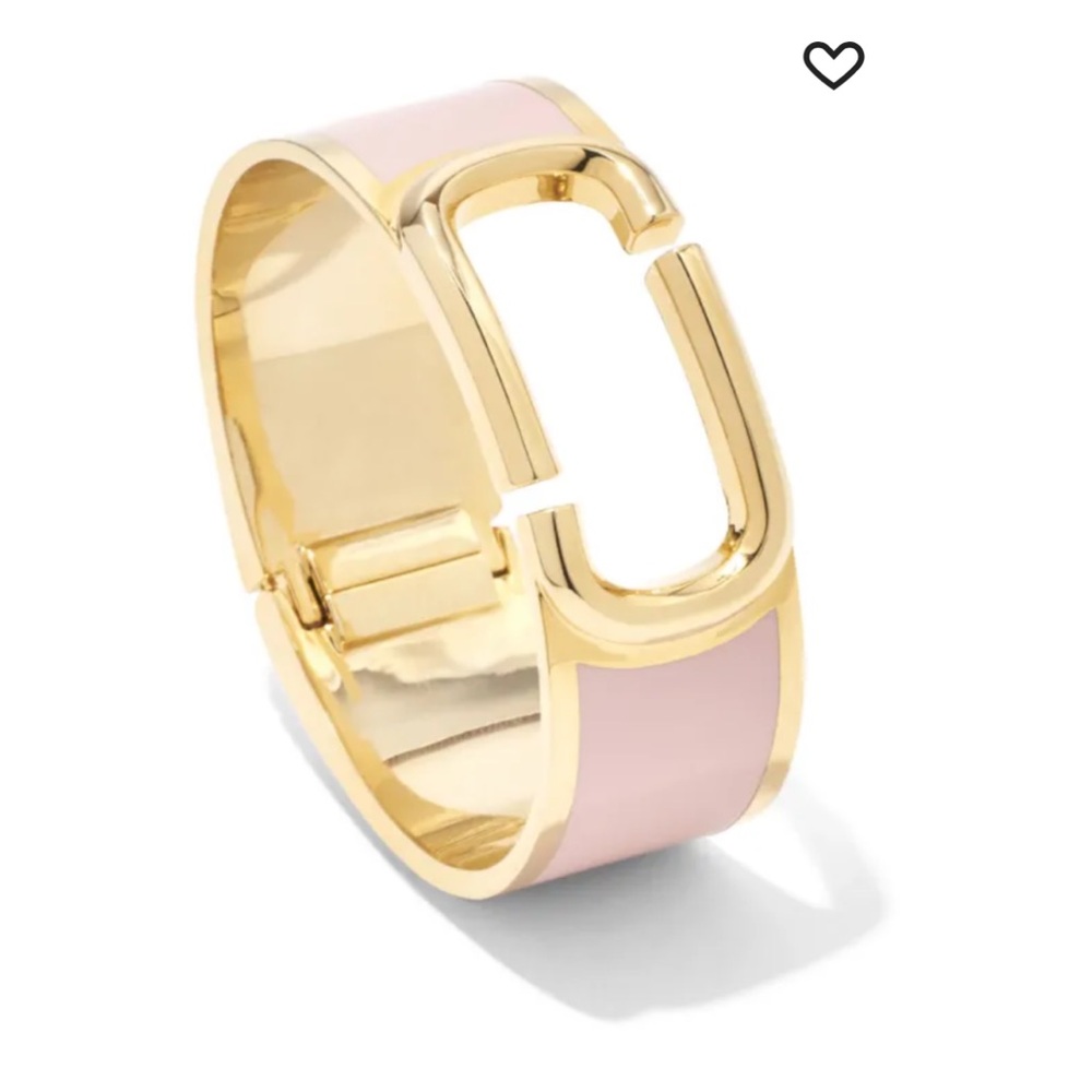 Marc Jacobs The J Marc Large Hinge Rose Enamel  Gold Metal Bangle With Dust Bag